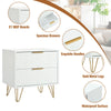 2Pcs Bedside Table w/ 2 Drawers Bedside Cabinet Metal Frame for Living Room MO