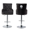 Luxury Black Grey Velvet Swivel Bar Stool Lion Knocker & Cross Stitch High Back