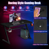 Gaming Computer Desk w/Cup Holder Headphone Hook Z-shaped Ergonomic Workstation