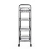 4 Tiers Large Kitchen Trolley Cart Rolling Mesh Storage Rack Trolley with Wheel