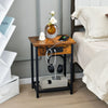 Set of 2 2-Tier Nightstand BedSide Sofa Table Storage Unit w/Charging Station