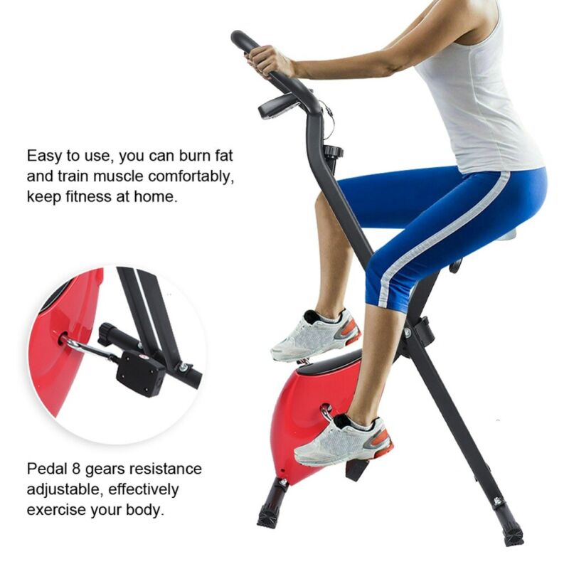 Folding Upright Exercise Bike Bicycle for Indoor Home Gym Fitness Cycl ...