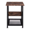 Sofa Side Table Rustic Industrial End Telephone Table 2 Tier Shelves Bookcase