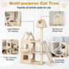 Multi-Layer Wooden Cat Tree 156cm Tall Cat Tower Modern Kitten Activity Center