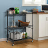 Foldable Storage Shelves on Wheels 3-Tier Heavy-Duty Steel Rack Shelving Units