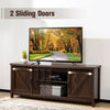 Wooden TV Console Table TV Stand w/Sliding Door Management Hole for TV up to 65