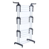 3 Tier Folding Clothes Hanging Rail Airer With Wheel Garment Drying Holder Rack
