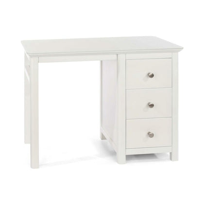 White Wood Painted Single Pedestal 3 Drawer Storage Dressing Table Vanity Desk