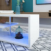 Modern High Gloss White Coffee Table Rectangle Side Table LED Lights