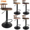 2 PU Breakfast Bar Stools Leather Seat Pub Style Vintage Wood Swivel Adjustable