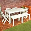 Collapsible Outdoor Folding White Garden Chairs, Table, & Benches Patio Lounge
