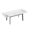 Extendable Dining Table with Marble Top Black Metal Frame Kitchen Home Furniture
