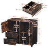 Brown Filing Cabinet Mobile Printer Stand W/2 Drawers 1 Door 3 Shelves