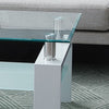 Glass Coffee Table 2 Tier With Shelf Rectangle MDF Legs Livingroom Modern White
