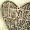 Large 70cm Washed Grey Brown Wicker Heart Hanging Rustic Display Wall Home Art