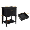 Black Bedside Cabinets Set of 2 Nightstands with 2 Drawers and Shelf for Bedroom