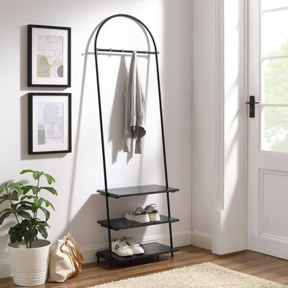 3 Tier Entryway Coat Rack Hall Tree Shelf Shoe Storage Stand Handbag Organiser