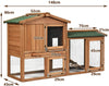 2-Floor Large Chicken Coop Wooden Rabbit Hutch W/Removable Tray &Ramp Waterproof