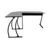 Black Wooden L Shape Computer Desk Home Office Workstation Corner Laptop Table