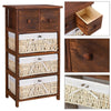 Chest of Drawers Cabinet Bedroom 2 Drawer 3 Baskets Wooden Wicker Living Room