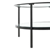 2 Tier Coffee Table Round Glass Living Room Centre Table With Black Metal Legs