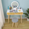 Scandinavian 2 Drawer Dressing Table Set Vanity Makeup Desk Stool Mirror Bedroom