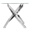 ROUND DINING TABLE -Tempered Glass Top & Chrome X Legs Dinning Table Cafe Tea UK