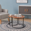 Round Industrial Wooden Side End Table Design Coffee Living Bed Room Furniture