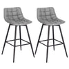 2x Barstool Breakfast stool Metal+leather Counter Bar Chair Faux Bar Stool
