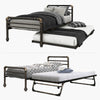 2 in 1 3FT Single Steel Day Bed Guest Trundle Bed Bed Frame Solid Metal Sofa Bed