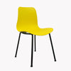 4 PCS Dining Chairs Retro Plastic Chair Metal Legs Kitchen Office Lounge Yellow