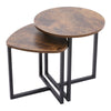 Set of 2 Pcs Modern Coffee Side End Tables Nest Wooden Tabletop Metal Legs Stand