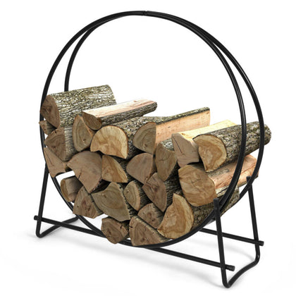 Inch Firewood Log Rack Hoop Tubular Steel Wood Storage Holder Indoor Outdoor Use