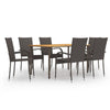 7 Piece Garden Dining Set Poly Rattan Brown R5L2