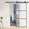 Modern 6ft Sliding Door Track Barn Door Hardware Set Kit Single Door Black