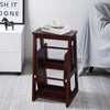 3-Tier Folding Step Stool 3-in-1 Wooden Stepladder Portable Display Flower Shelf