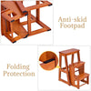 3-Tier Folding Step Stool 3-in-1 Wooden Stepladder Portable Display Flower Shelf