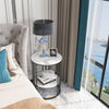 Slim Marble Sofa Side Table Bedside Table Black Frame Anti-drop Fence Shelf Tray