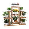 9Tier Large Carbonized Wood Plant Stand High Low Shelves Flower Pot Rack Display