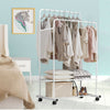 Potable Mobile Clothes Coat Garment Hanging Rail Rack Storage Stand On Wheels