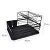 2 Tier Dish Drainer Metal Wire Cutlery Draining Holder Plate Rack With Tray UK