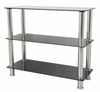 Black Glass 3 Tier Shelving Unit Shelf Storage Display Cabinet Metal Chrome Legs