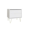 Bedside Table 2 Drawer White - Bedroom Furniture