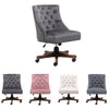 Retro Computer Desk Chair Velvet/Linen Lift Swivel Chair Home Office Button Back