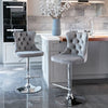 Set of 2 Velvet Bar Stools Breakfast Home Kitchen Chair Bar Bistro Grey QY