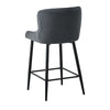 Set of 2 Velvet Fabric Bar Stools Counter Stool High Chairs Metal Legs Grey