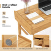 Modern Bamboo Computer Desk Study Writing Desk Workstation W/ 2 Storage Drawers