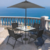 6 Piece Garden Furniture Patio Set Dining Table Parasol & 4 Folding Chair Seats
