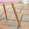 Velvet Upholstered Accent Chair Wing Back Armchair with Pilow & Metal Legs Pink