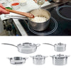 5 Piece Saucepan Pot Steamer Pan Set Cookware Pan Stainless Steel Cooking